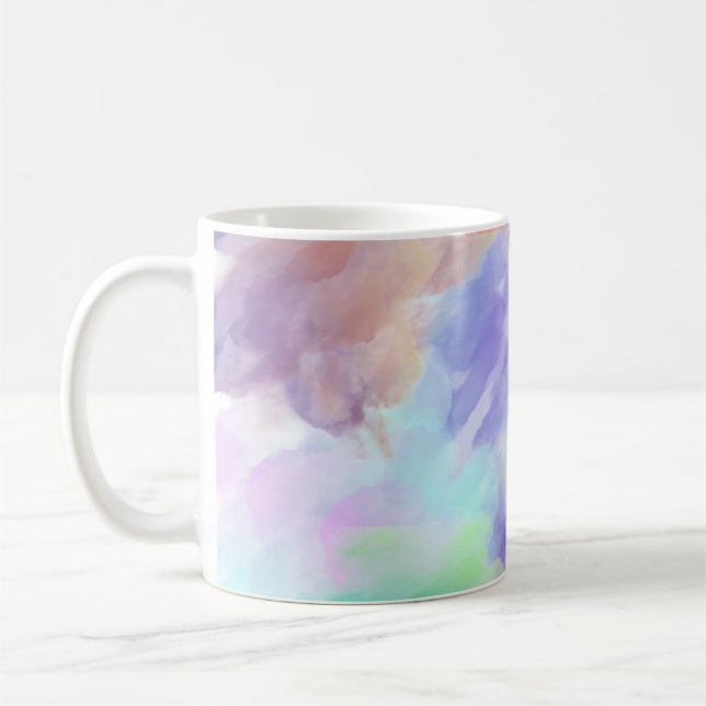 Modern Abstract Watercolor Clouds Colorful Pastel  Coffee Mug (Left)