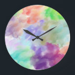 Modern Abstract Watercolor Clouds Colorful Pastel  Large Clock<br><div class="desc">A stunning abstract design featuring soft,  ethereal watercolor clouds in a vibrant palette of purple,  teal,  lime,  and pink. This artistic pastel wash creates a dreamy,  modern aesthetic perfect for personalized stationery,  home decor accents,  or unique gift wrapping. Ideal for those who love contemporary fine art textures.</div>