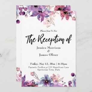 Modern Abstract Watercolor Florals Reception Invitation