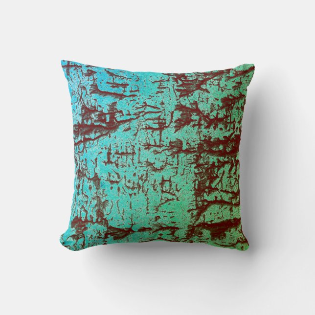 Modern abstract watercolor green black and blue cushion (Front)