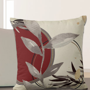 Modern Abstract Watercolor Leaf Cushion
