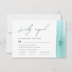 Modern Abstract Watercolor Ocean Beach Wedding RSVP Card