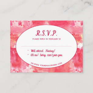 Modern Abstract Watercolor Pink Wedding RSVP Enclosure Card