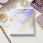 Modern Abstract Watercolor Purple Gold Name Script Notepad<br><div class="desc">Easily personalise this glamourous style abstract lilac watercolor paint and faux gold spray background with your custom name.</div>