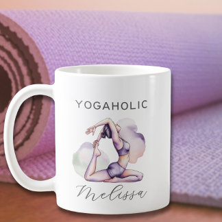 Modern Abstract Watercolor Purple Yoga Pose  Coffee Mug