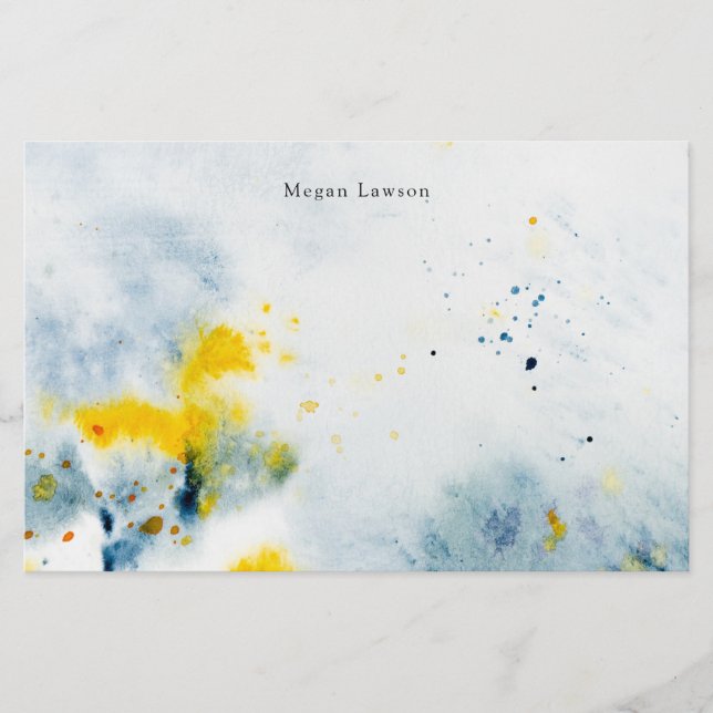 Modern Abstract Watercolor  Stationery (Front)