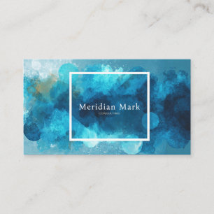 Modern Abstract Watercolor Teal & Turquoise Business Card