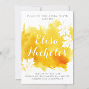 Modern abstract watercolor yellow bridal shower invitation