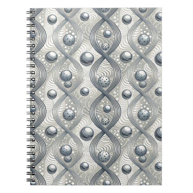 Modern Abstract Wave Spheres Futuristic Pattern Notebook (Front)