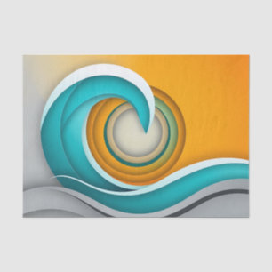 Modern Abstract Waves with Geometric Circles Tissue Paper