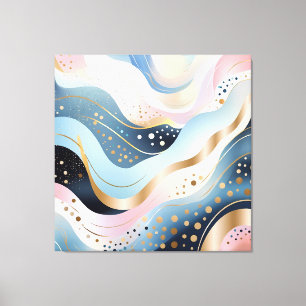 Modern abstract wavy duck green pink pattern canvas print