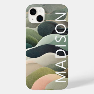 Modern Abstract Wavy Pattern Personalised Name Case-Mate iPhone 14 Plus Case