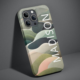 Modern Abstract Wavy Pattern Personalised Name iPhone 13 Case