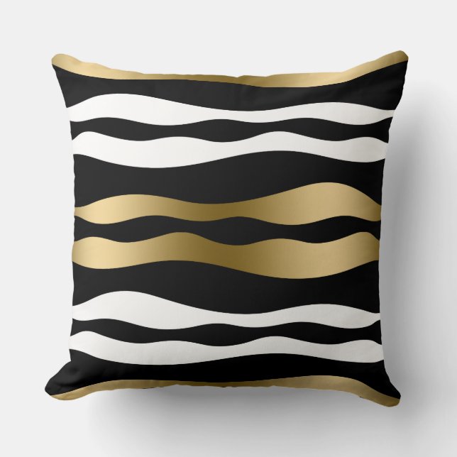 Modern Abstract Wavy Stripes Pattern Cushion (Front)