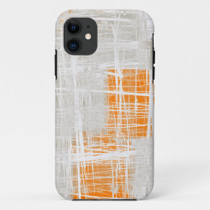 Modern abstract white grey orange iPhone 11 case