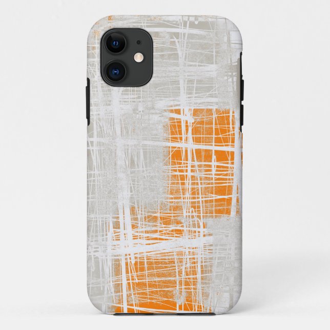 Modern abstract white grey orange Case-Mate iPhone case (Back)