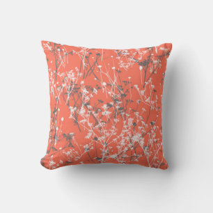 Modern Abstract Wildflowers Terracotta Floral Cushion