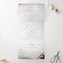 Modern Abstract Wine Red & Gold Winter Wedding