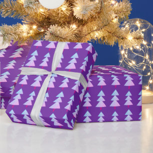 Modern Abstract Winter Christmas Tree Purple Pink Wrapping Paper