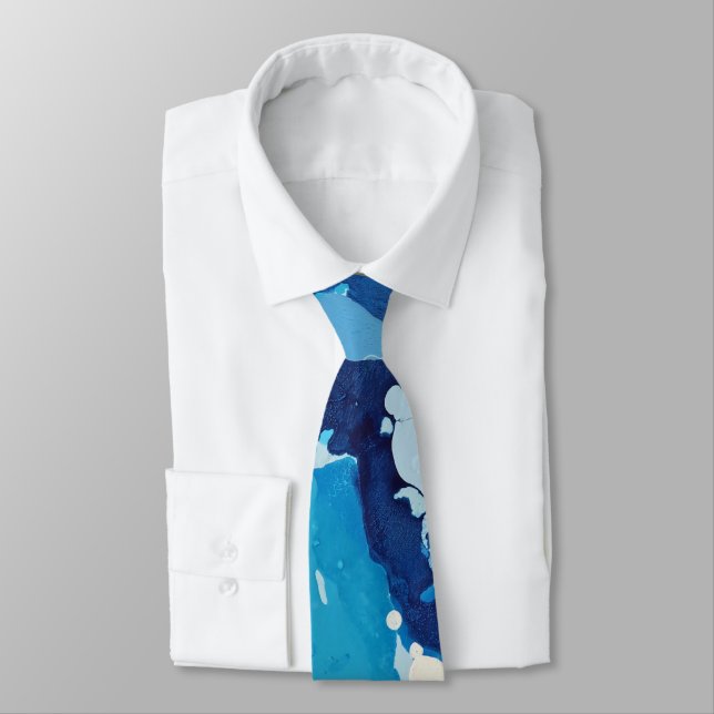 Modern abstract with pastel shades of blue ocean tie (Tied)