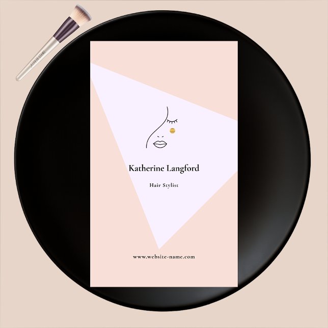 Modern Abstract Woman Beauty Face Log Hair Stylist Business Card (Creator Uploaded)