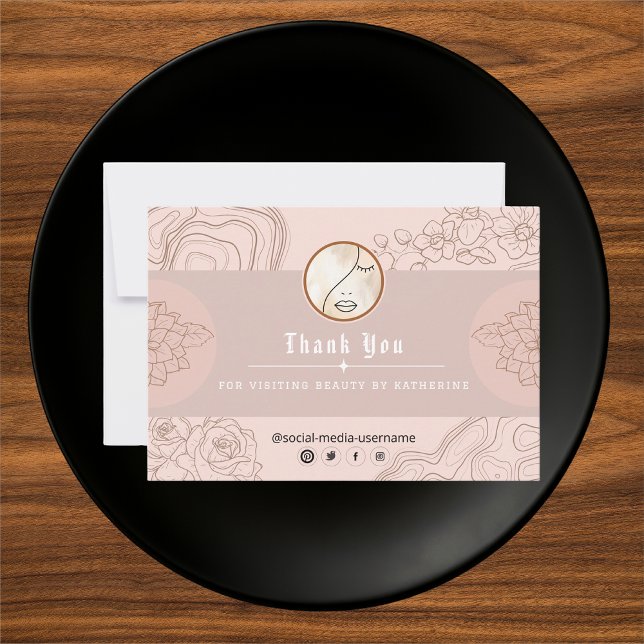 Modern Abstract Woman Beauty Face Logo  Thank You Card (Creator Uploaded)
