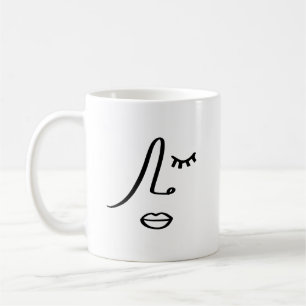 Modern Abstract Womans Face Minimalist Art Design Coffee Mug