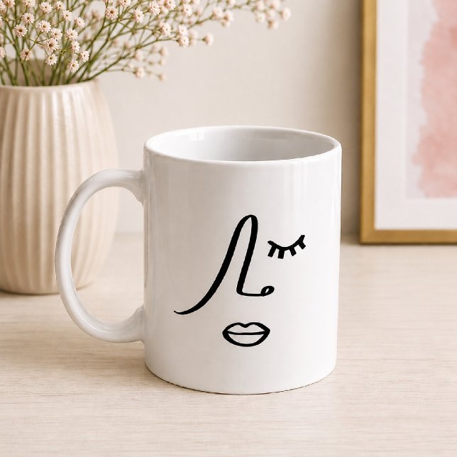 Modern Abstract Womans Face Minimalist Art Design Coffee Mug (Creator Uploaded)