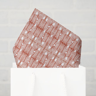 Modern Abstract Wood Grain Pattern Coral Orange Gr Tissue Paper