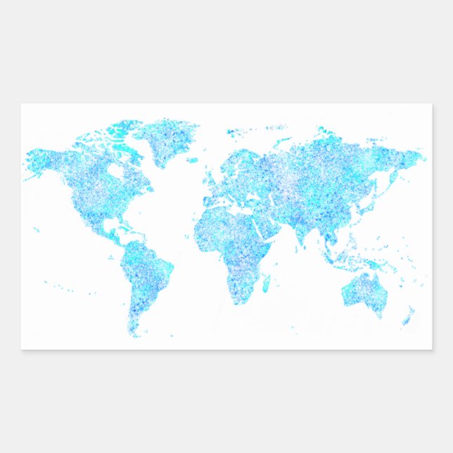 Modern abstract world map  rectangular sticker (Front)