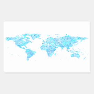 Modern abstract world map  rectangular sticker
