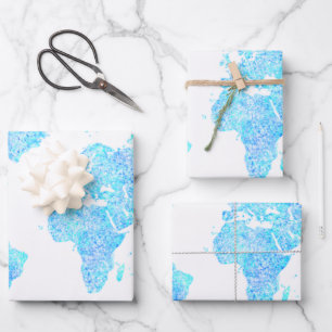 Modern abstract world map wrapping paper sheet