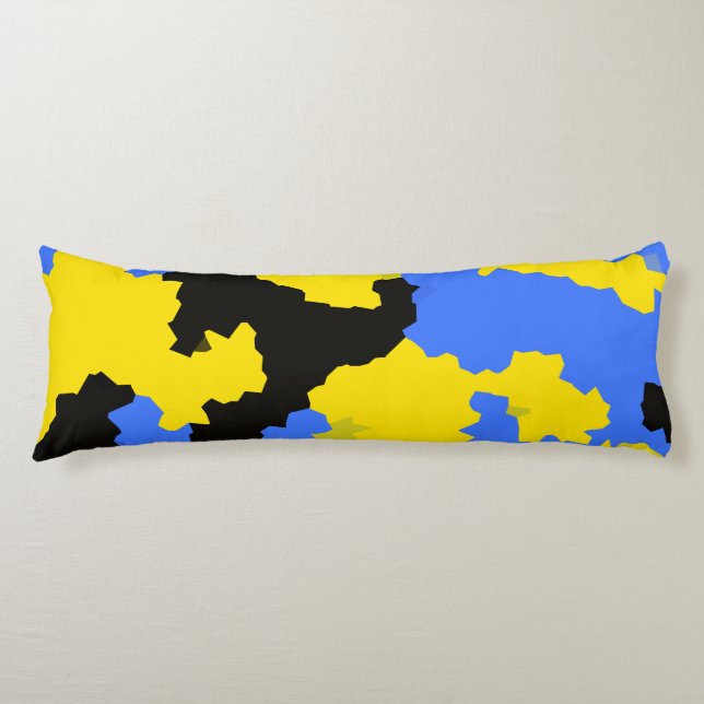 Modern Abstract Yellow Blue Black Pattern Design Body Cushion (Front)