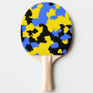 Modern Abstract Yellow Blue Black Pattern Design Ping Pong Paddle