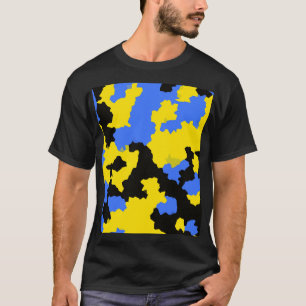 Modern Abstract Yellow Blue Black Pattern Design T-Shirt