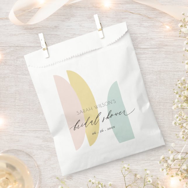 Modern Abstract Yellow Blush Aqua Bridal Shower Favour Bag (Clipped)