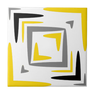 Modern Abstract Yellow Grey Ceramic Tile