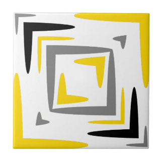 Modern Abstract Yellow Grey Ceramic Tile