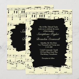 Modern Abstract Yellow Music Wedding Invite