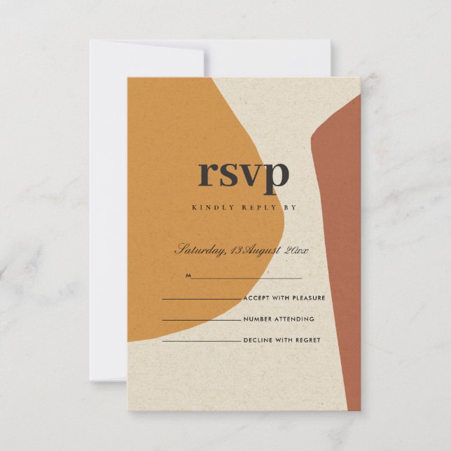 MODERN ABSTRACT YELLOW TERRACOTTA ARTISTIC RSVP CARD (Front)