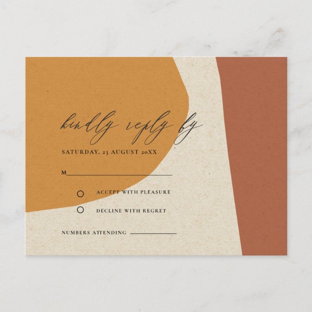 MODERN ABSTRACT YELLOW TERRACOTTA ARTISTIC RSVP POSTCARD (Front)