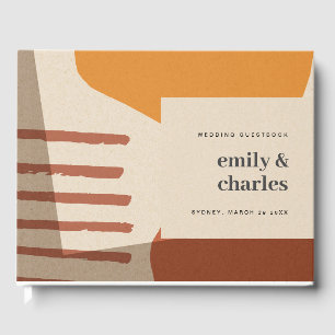 MODERN ABSTRACT YELLOW TERRACOTTA ARTISTIC WEDDING GUEST BOOK