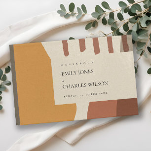 MODERN ABSTRACT YELLOW TERRACOTTA ARTISTIC WEDDING GUEST BOOK