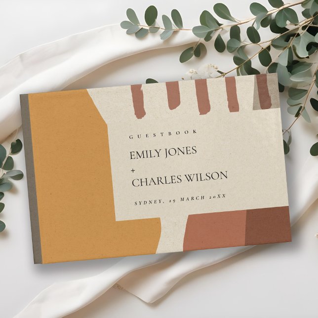 MODERN ABSTRACT YELLOW TERRACOTTA ARTISTIC WEDDING GUEST BOOK (Creator Uploaded)