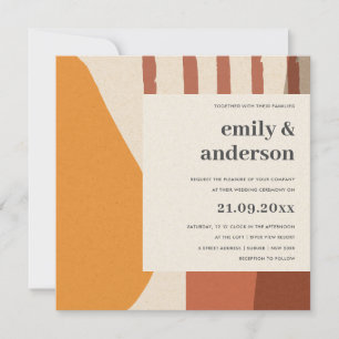MODERN ABSTRACT YELLOW TERRACOTTA ARTISTIC WEDDING INVITATION