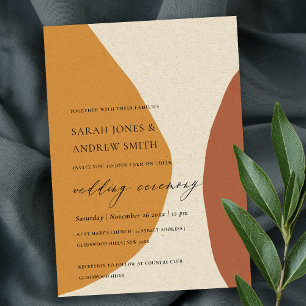 MODERN ABSTRACT YELLOW TERRACOTTA ARTISTIC WEDDING INVITATION