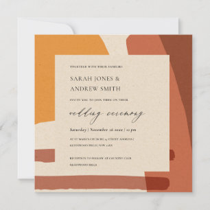 MODERN ABSTRACT YELLOW TERRACOTTA ARTISTIC WEDDING INVITATION