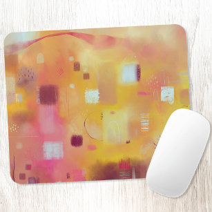 Modern Abstract Yellow Watercolor Art Mouse Pad
