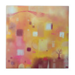Modern Abstract Yellow Watercolor Ceramic Tile<br><div class="desc">A contemporary modern abstract watercolor painting in warm colours. Yellow ochre,  pink,  orange and cream. Original art by Nic Squirrell.</div>