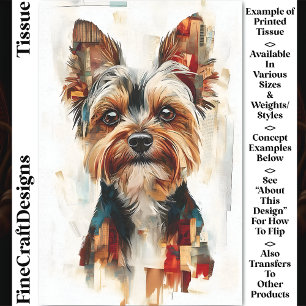 Modern Abstract Yorkie Dog Portrait DA8 Decoupage Tissue Paper